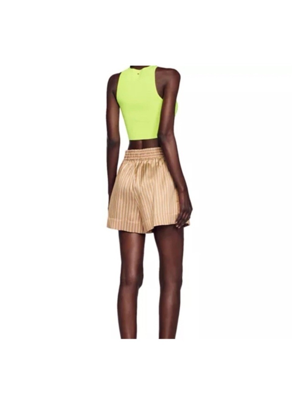 Sandro Tristan Neon Ribbed Cropped Tank Top Vert Pomme Size 1 - Picture 3 of 5